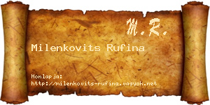 Milenkovits Rufina névjegykártya